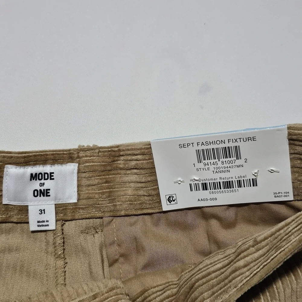 Mode‎ of One Men's Relaxed Fit Corduroy Pants Medium Brown Size 31